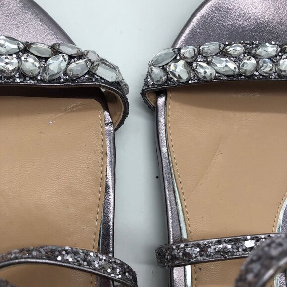 Badgley Mischka Jewel Osome Purple Silver Rhinestone Open-Toe Strappy Sandals 9 - Picture 7 of 7